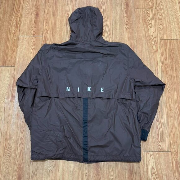 Vintage 90s Nike Brown Embroidered Windbreaker Rain Coat - Picture 2 of 7